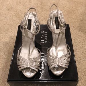 Silver strapy heels